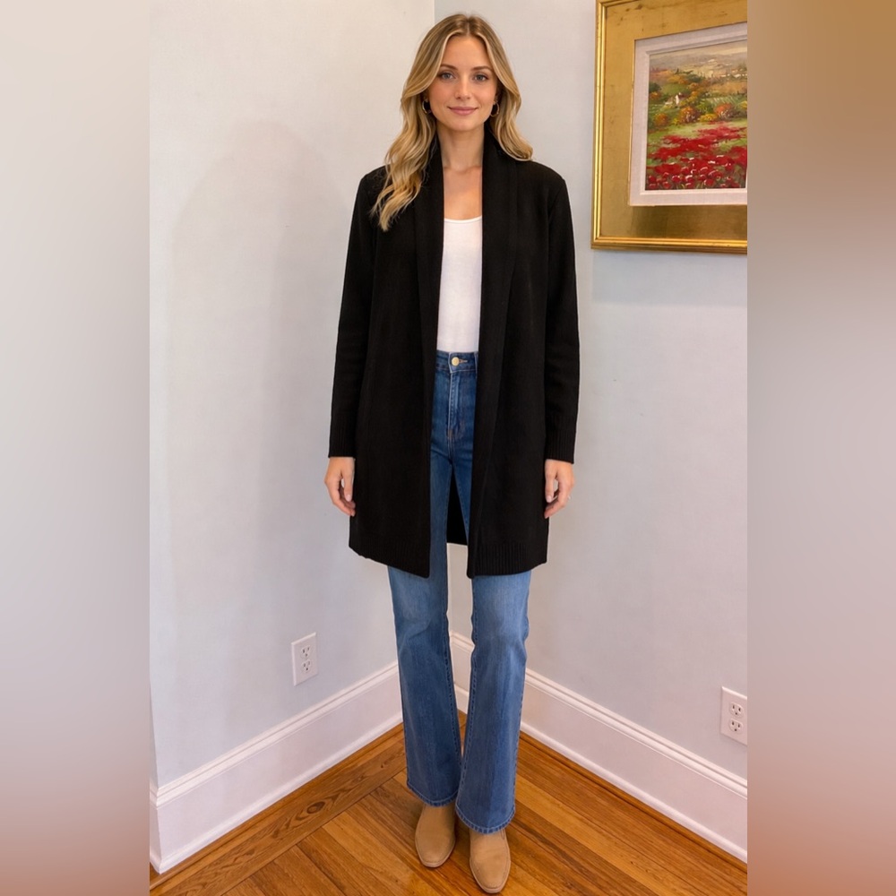 NAADAM 100%‎ Cashmere Shawl Collar Cardigan Black $275